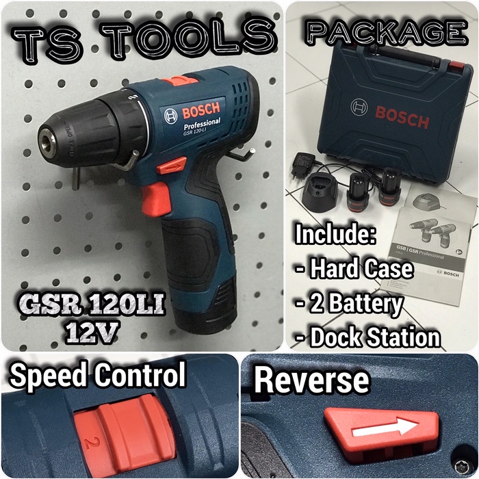 Mesin Bor Bosch GSR120 GSR 120-Li Cordless Dril 12v bateri