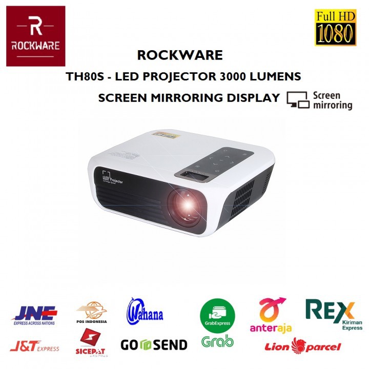 ROCKWARE TH80S - LED Full HD Projector 3000 Lumens with WiFi Mirroring