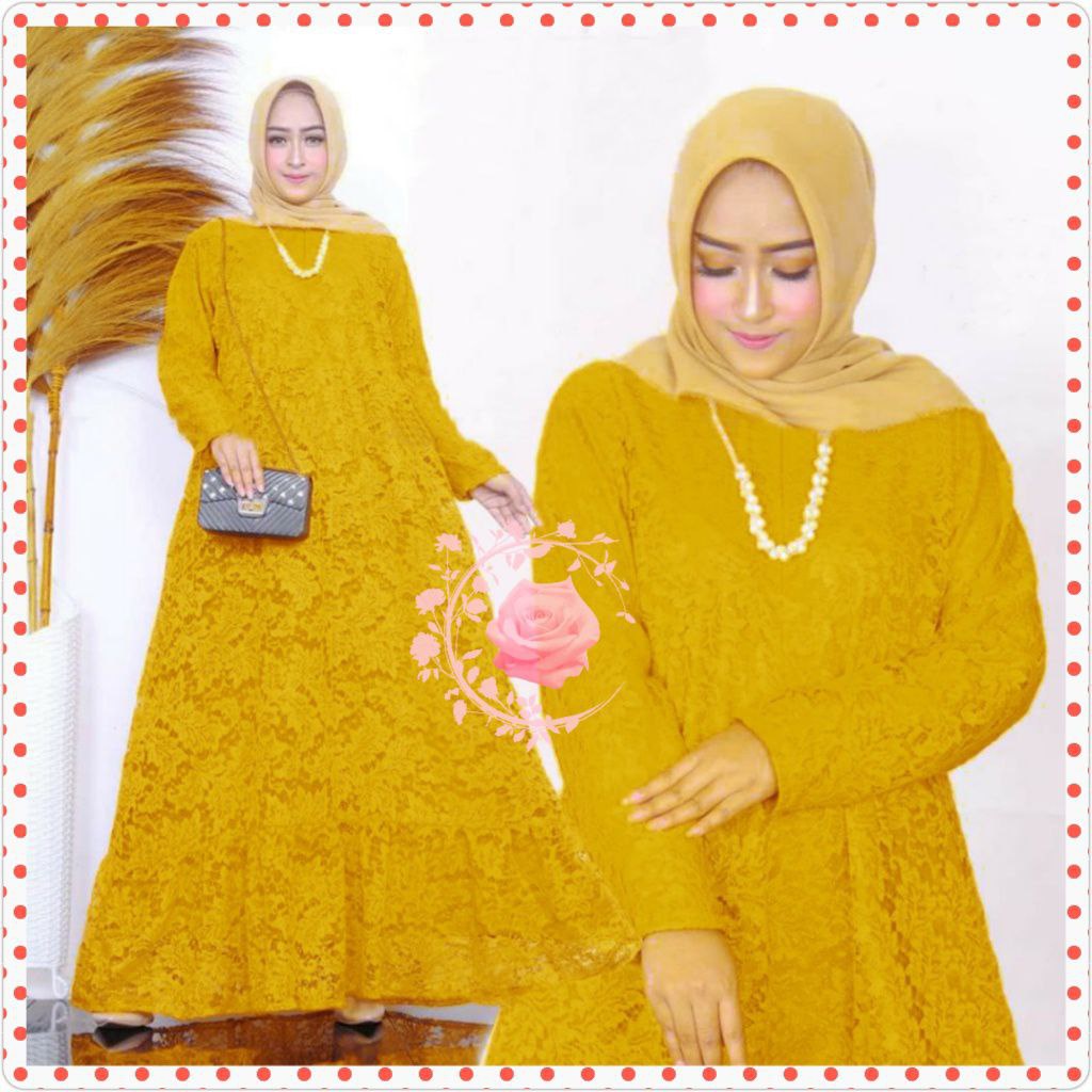 MX VIVI MAXI BRUKAT ORIGINAL IMPORT LENGAN PANJANG / GAMIS FASHION WANITA / DRESS PESTA