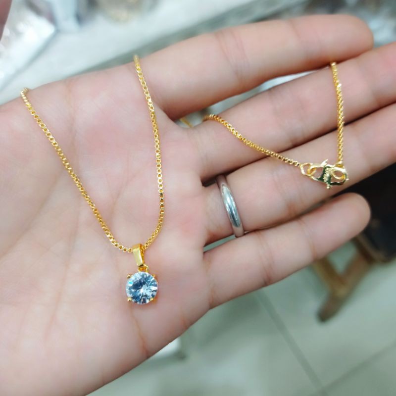 set perhiasan xuping kalung dan liontin mata satu, panjang kalung 45 cm