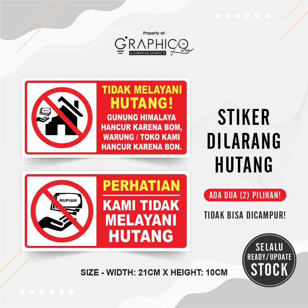 

Stiker Dilarang Hutang - (21x10cm) - Per/2 lembar