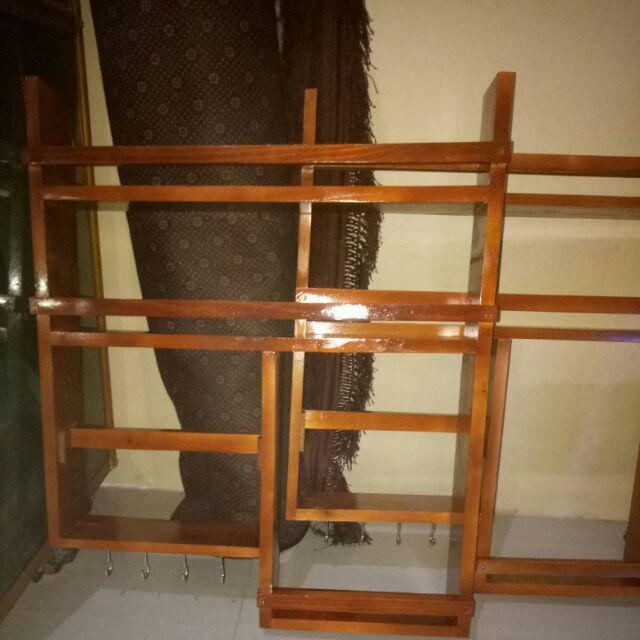 Rak Bumbu Dapur Susun Kayu Ukuran 50x60x9
