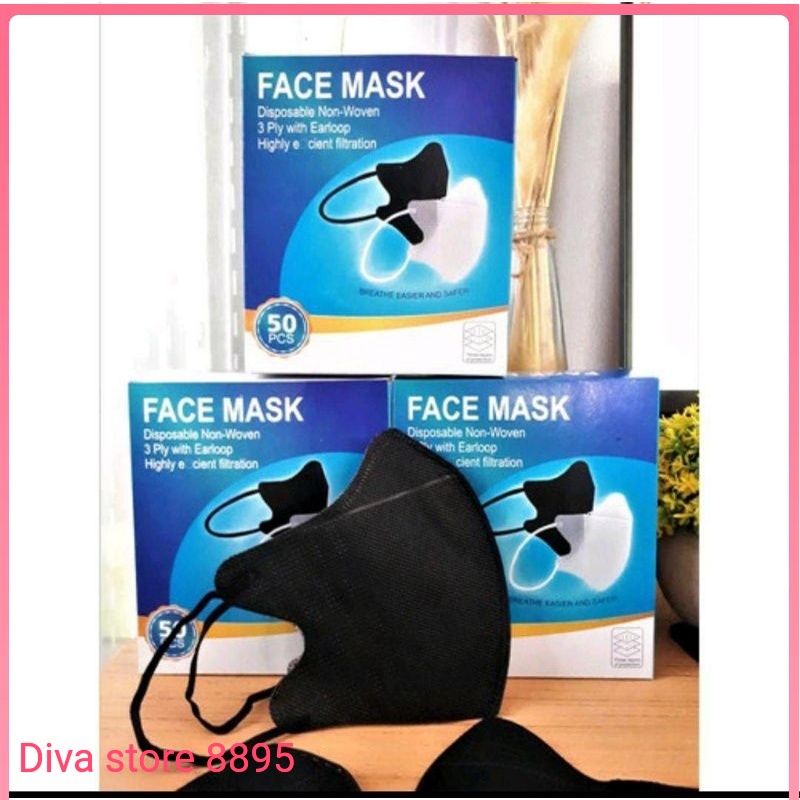 Masker Duckbill isi 50 pcs warna Hitam CL