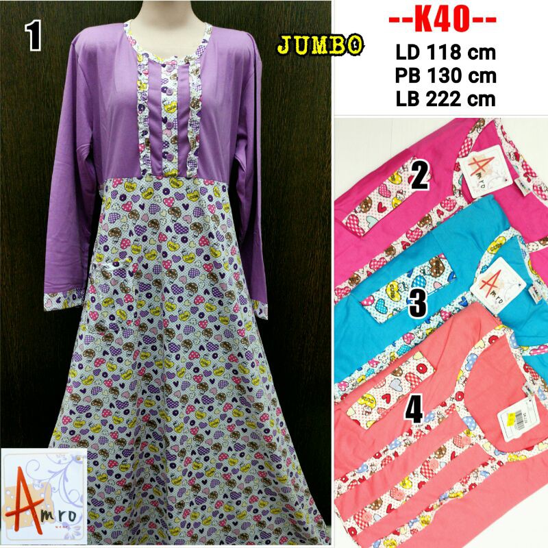 Daster Klok Panjang Amro Jumbo XXL Busui Menyusui Kancing Depan K40