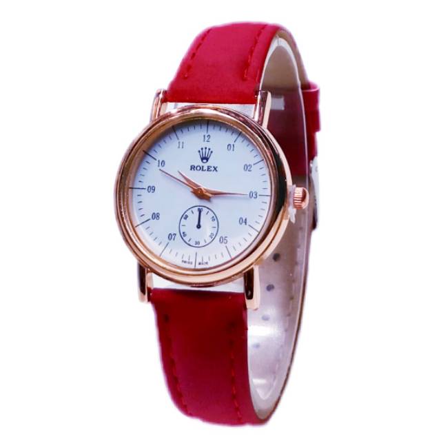 Jam Tangan Rolex Mini Strab Kulit Casing Rose gold