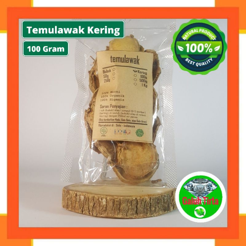 

100 Gram Temulawak Kering murni asli original organik alami kualitas premiumi Curcuma xanthorrhiza