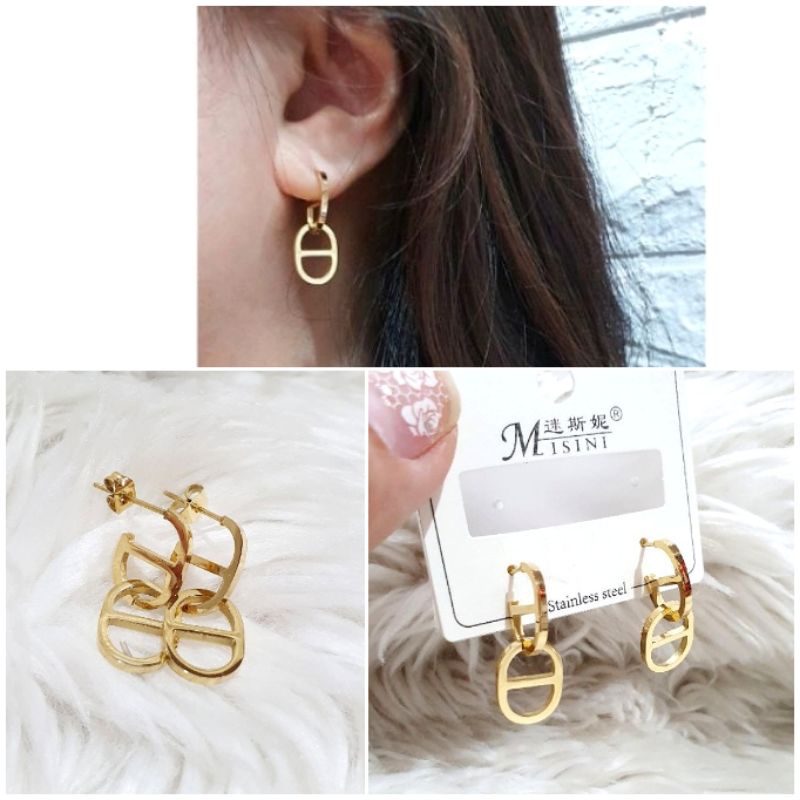 Anting Titanium Asli Anting Premium Quality Anti Karat Anti Alergi mirip emas asli Earring Stainless steel ori AT59