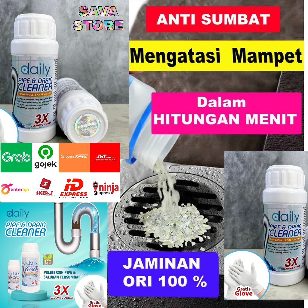 SERBUK ANTI SUMBAT BUBUK PELANCAR SALURAN AIR PIPA MAMPET WASTAFEL WC CLOSET TERSUMBAT PEMBERSIH AMPUH - Daily Pipe Draine