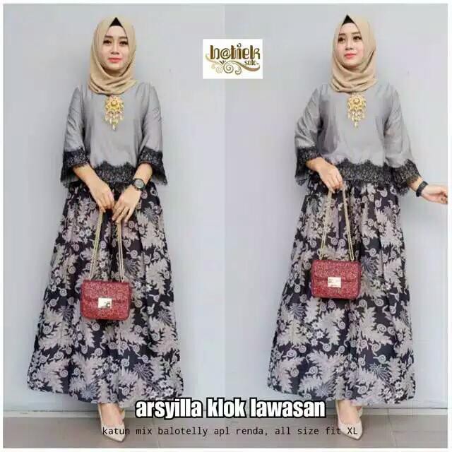 [ TERMURAH ] SET RNB GAMIS BATIK ARSYILLA KLOK LAWASAN BATIK | SETELAN WANITA