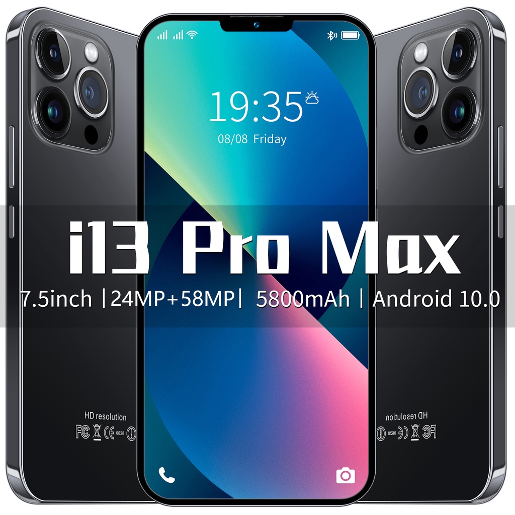 Smartphone i13 Pro Max Versi Global Handphone Android 7.5 Inci 5G/4G LTE Ponsel Original wajah unlock 8GB RAM 256GB ROM Moible phone