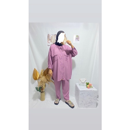 amalyah one set kemeja oversized kemeja batwing stelan piyama