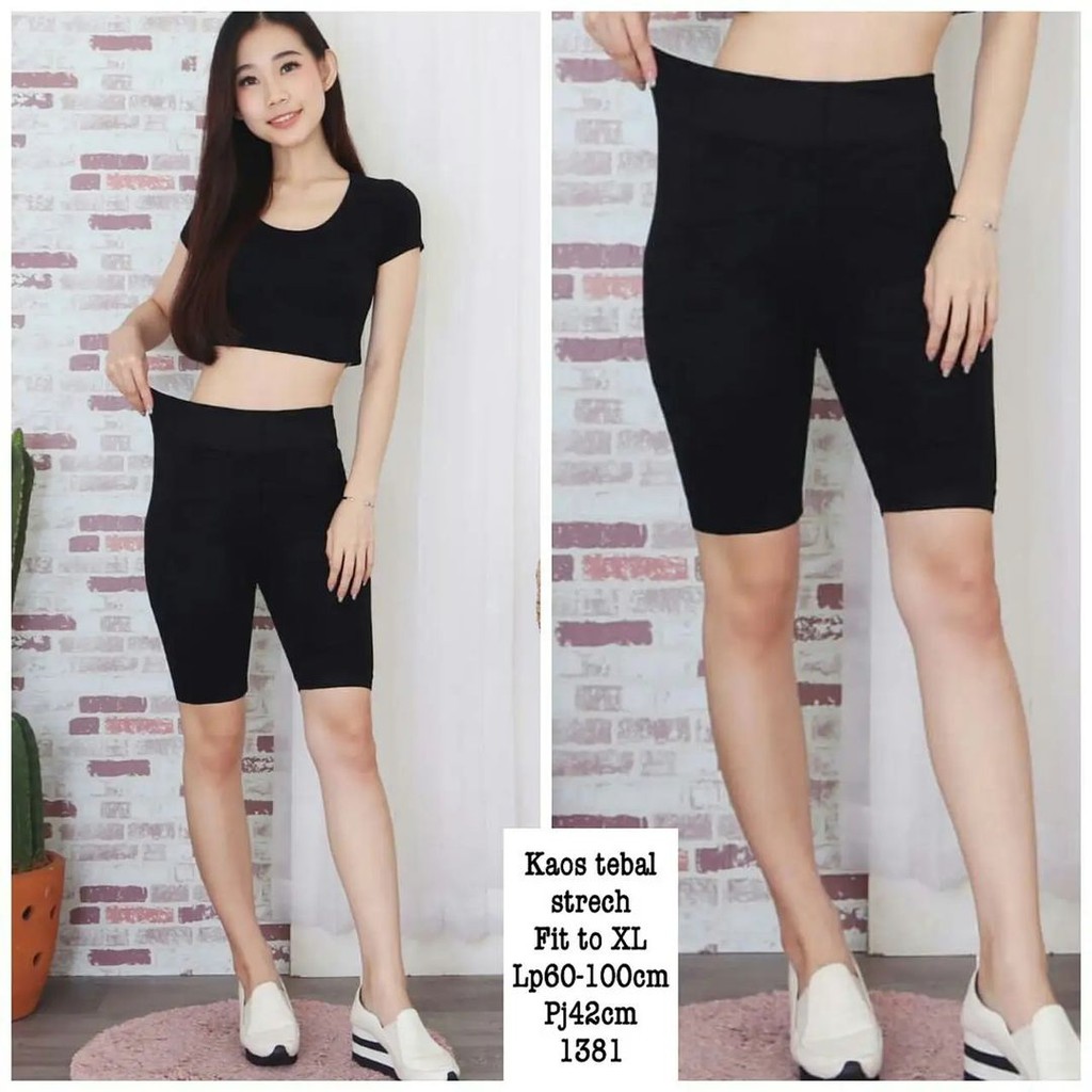 Disa Hijab - Legging polos hitam pendek / legging wanita short all size