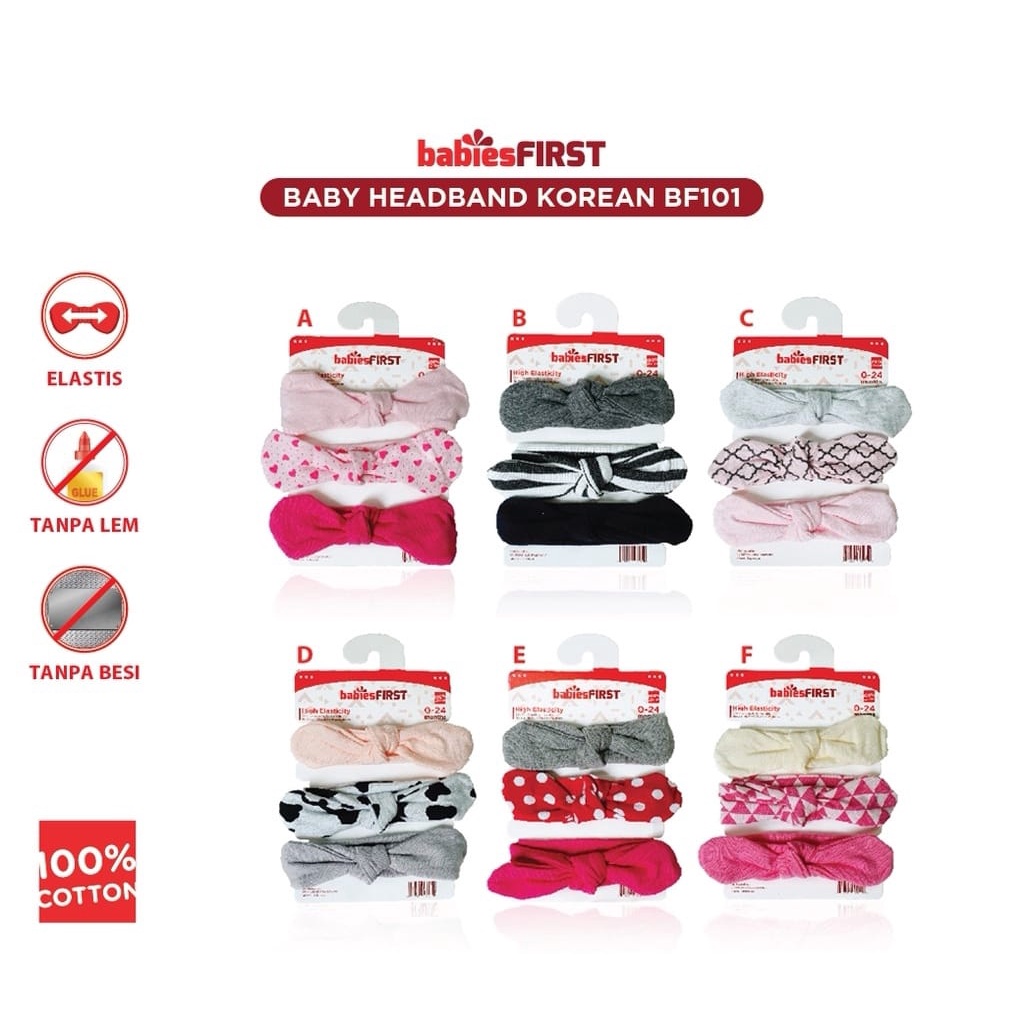 BabiesFirst Korean Baby Headband Set isi 3 - Bandana Bayi BF101/102/103