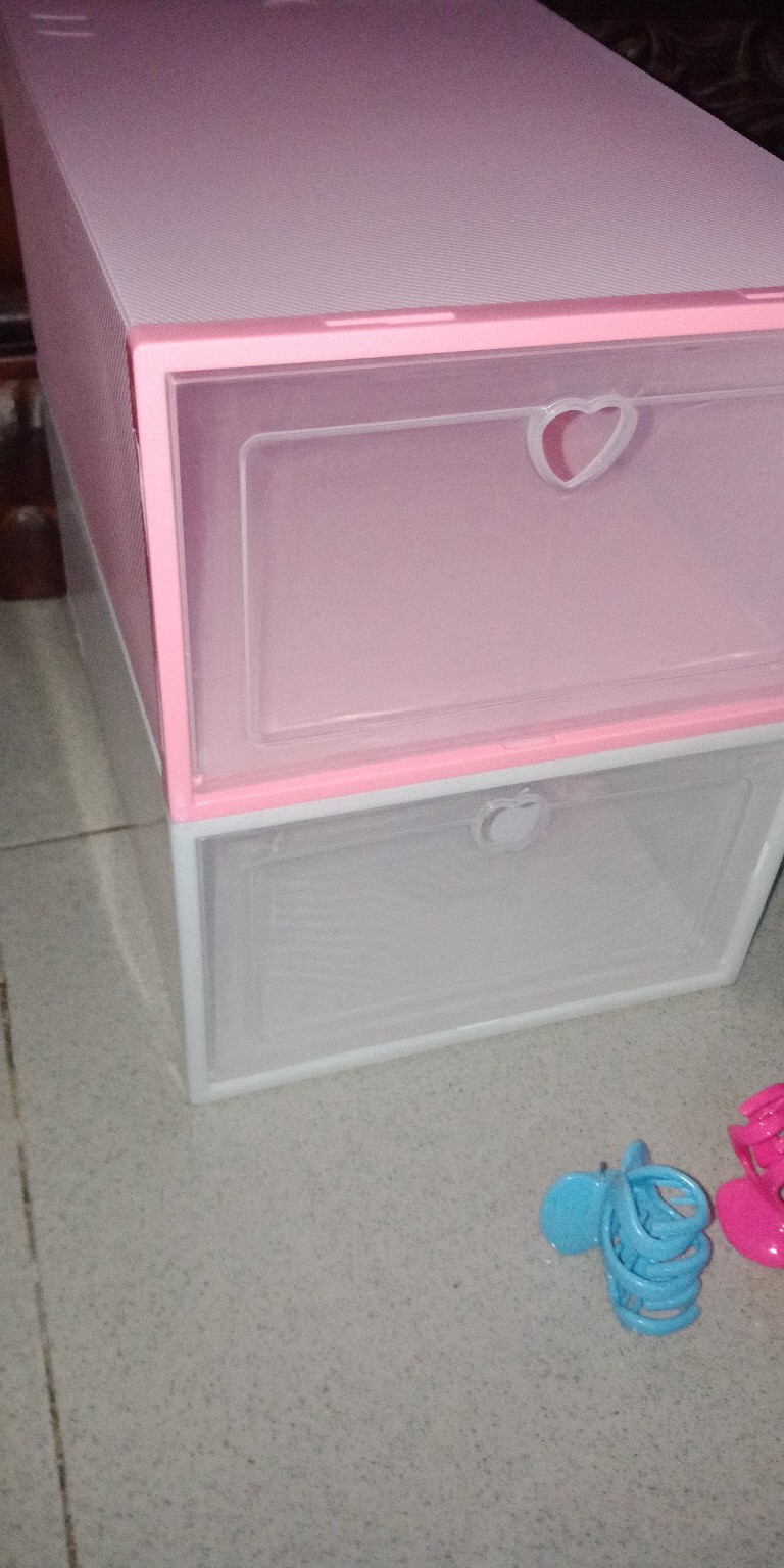 Kotak Sepatu Lipat Storage Shoe Box Organizer Portable Susun Terbaru Size Medium Tutup Oval Bulat