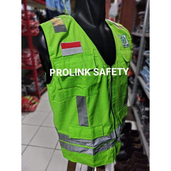 ROMPI SAFETY BAHAN DRILL HIJAU STABILO PREMIUM PAKAI FURING BERLOGO