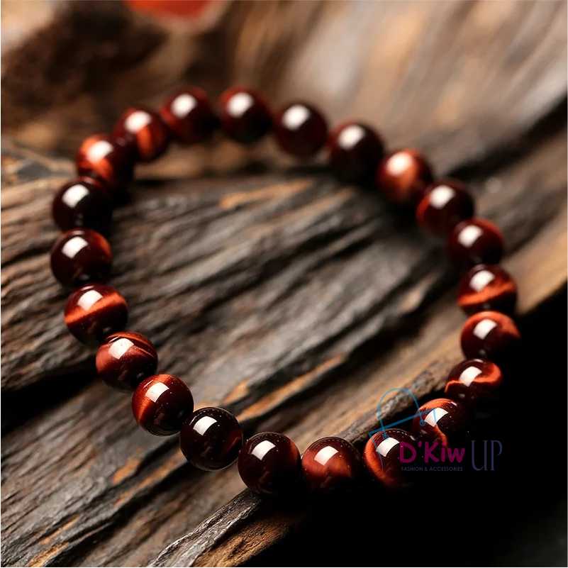 Gelang batu natural red tiger eye diameter 8,10 mm best produk