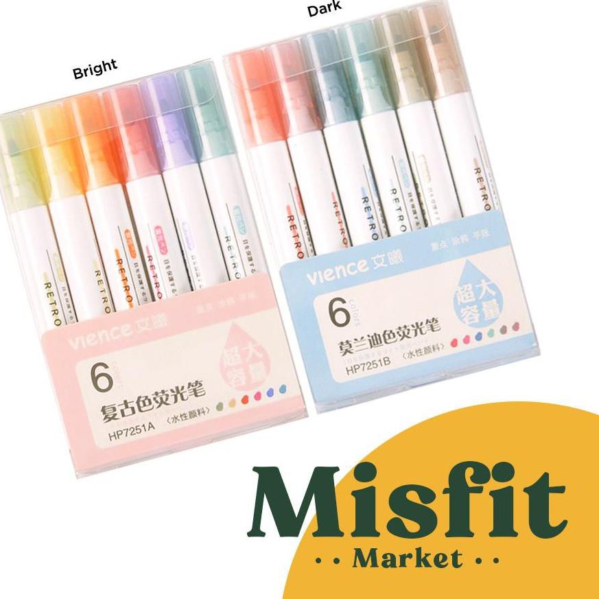 

Retro Morandi Highlighter Marker Set of 6 ..