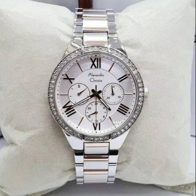 JAM TANGAN WANITA ALEXANDRE CHRISTIE AC 2718 MULTIFUNCTION SILVER ROSE GOLD ORIGINAL