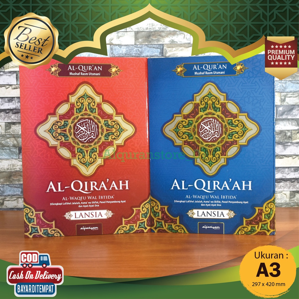 Alquran Non terjemah Al Qiraah ukuran Jumbo A3 Jumbo Lansia Disertai tanda Waqaf dan Ibtida - Al Fas