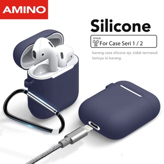 AMINO Silicone Case Untuk airpods 1 2 with Hook Silica Gel Pouch Protection Case