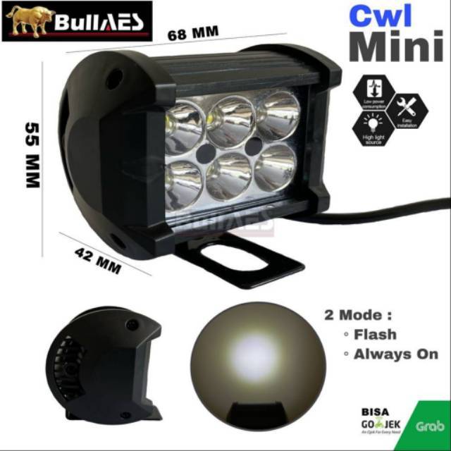Lampu Tembak Sorot - Lampu Sorot Motor 6 led mini Flash - Lampu Cwl 6 mata