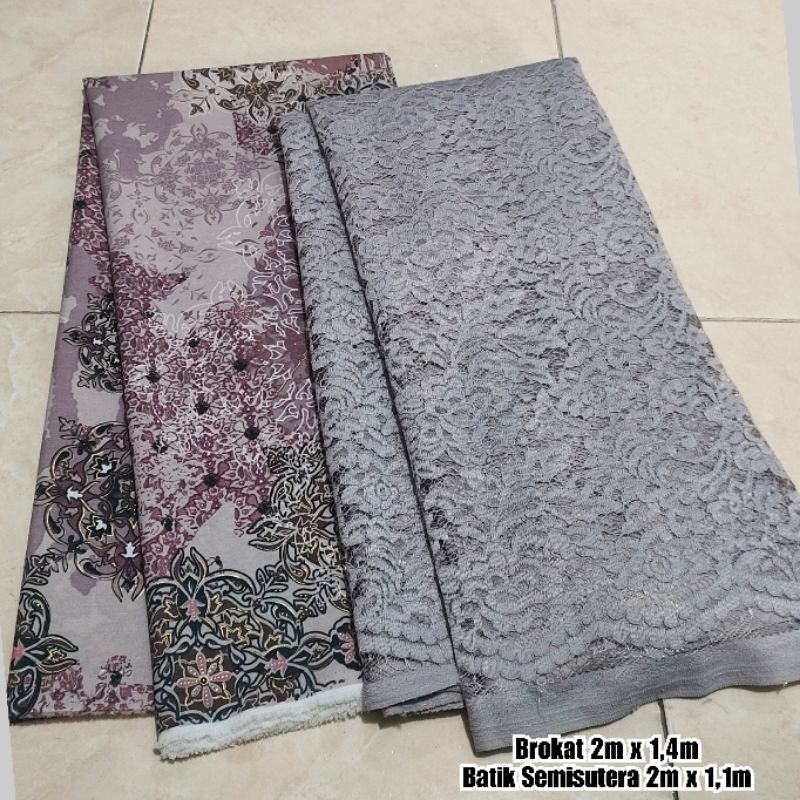 Setelan Batik Semi Sutra & Brokat