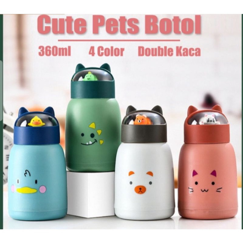 BOTOL MINUM KACA MOTIF KEPALA BONEKA