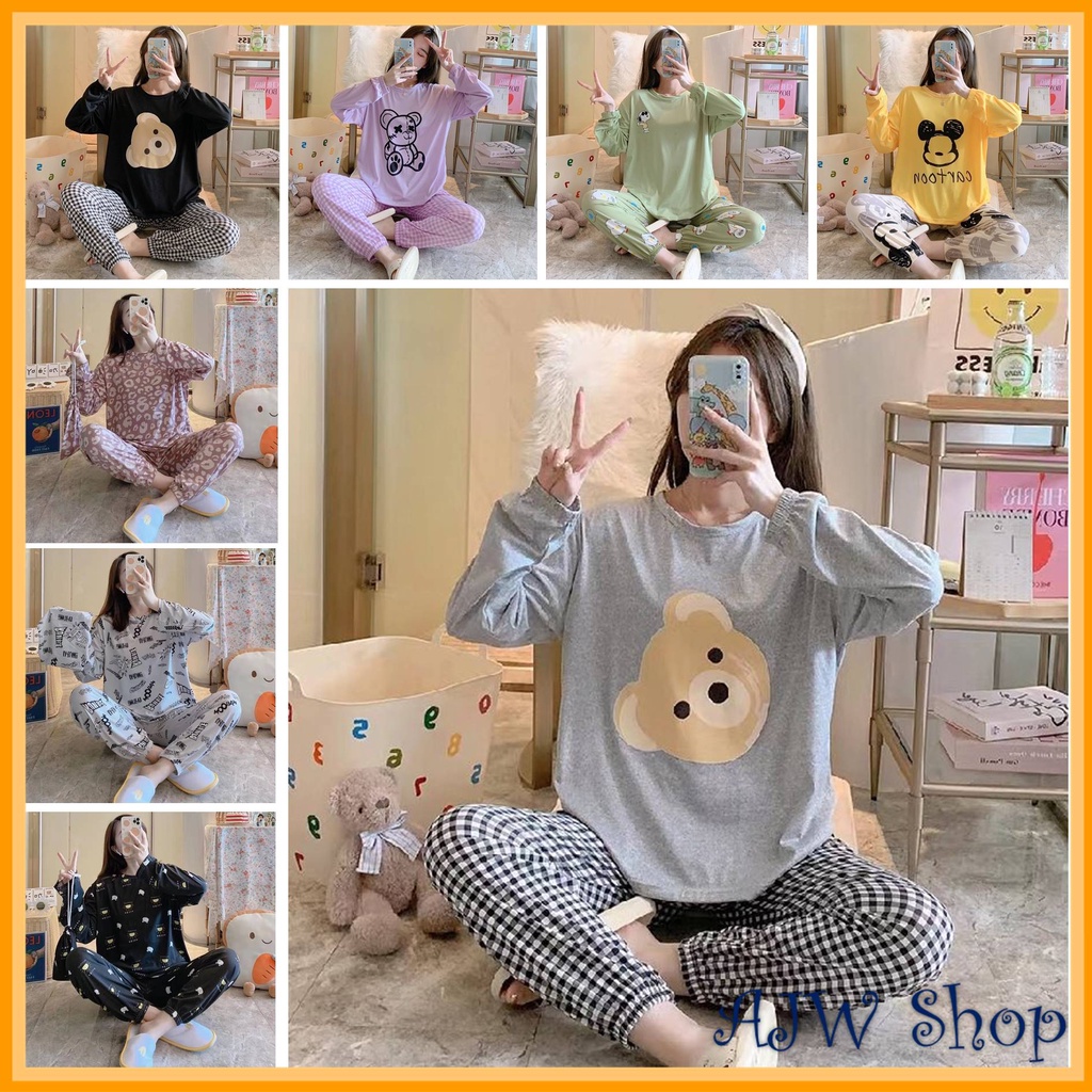 AJW Shop Setelan Wanita Import Joger | Setelan Baju Tidur Wanita | Piyama Wanita-3