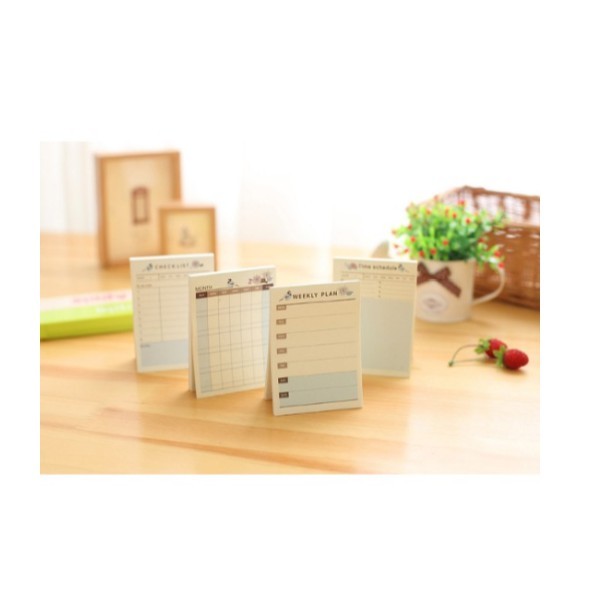 Pad Sticky Note Memo Jadwal Mingguan Bulanan-blue