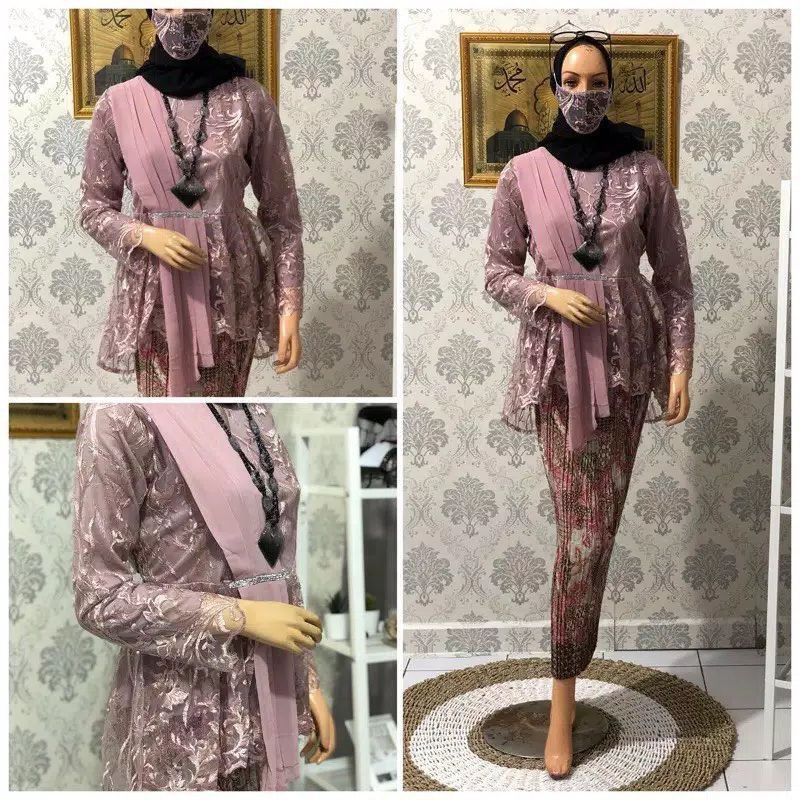 COD √ SETELAN KEBAYA MODERN SELENDANG/KEBAYA WISUDA/KEBAYA BRUKAT/BAJU KEBAYA MODERN/KEBAYA MUSLIM/ATASAN KEBAYA MODERN/ATASAN KEBAYA BRUKAT/AURORA SELENDANG/KEBAYA LAMARAN/KEBAYA AKAD/KEBAYA BY KIRANAOL-Set rosegold