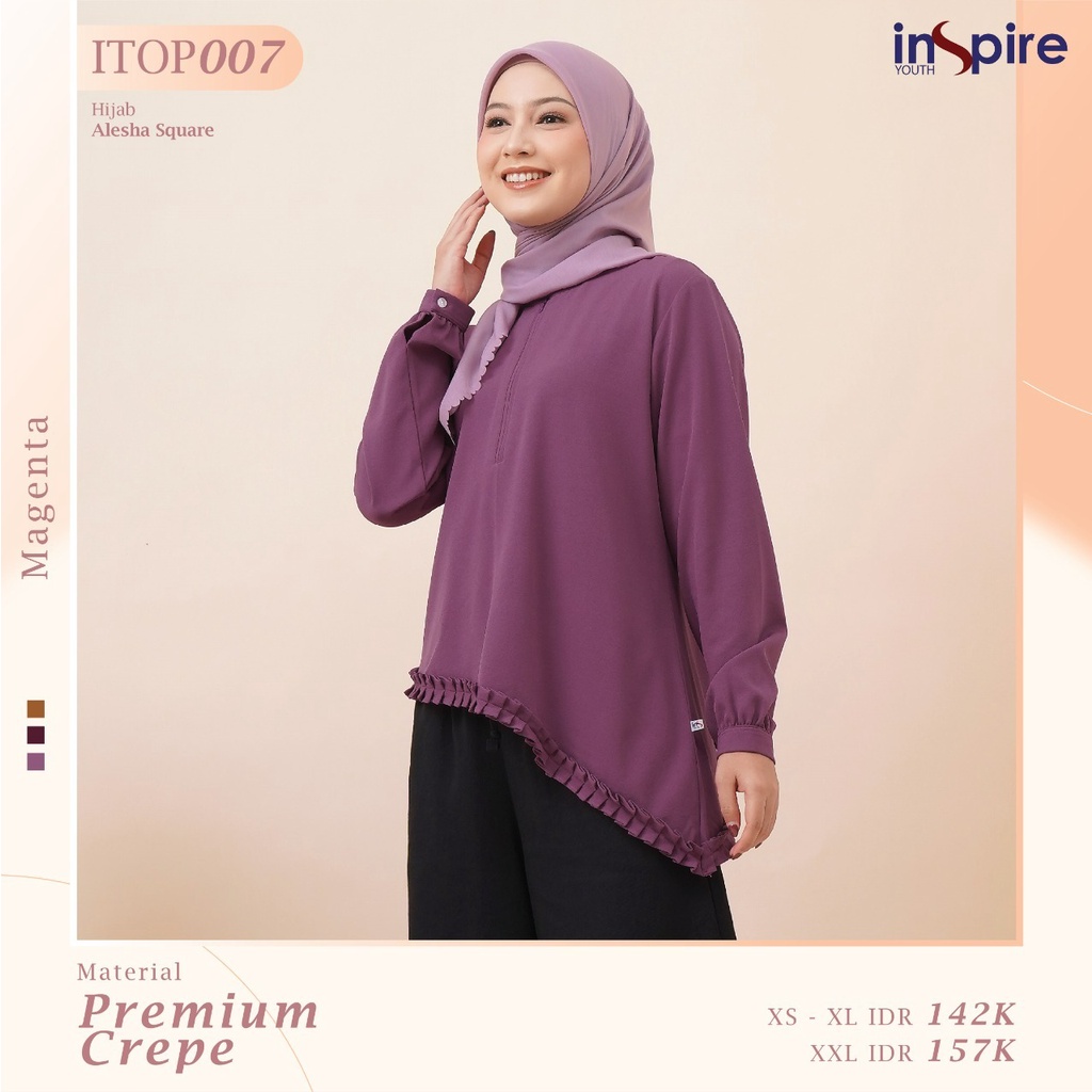 Inspire Top ITOP 07 Bahan Premium Crepe Atasan Wanita Simpel Polos Casual Modern