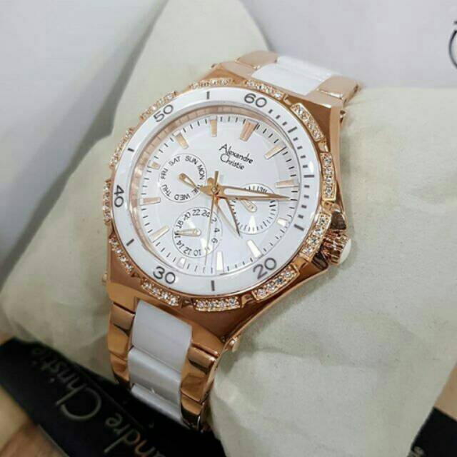 Jam Tangan Wanita Alexander Christie 2294 AC 2294 Ladies Rosegold Stainless Ceramic Original