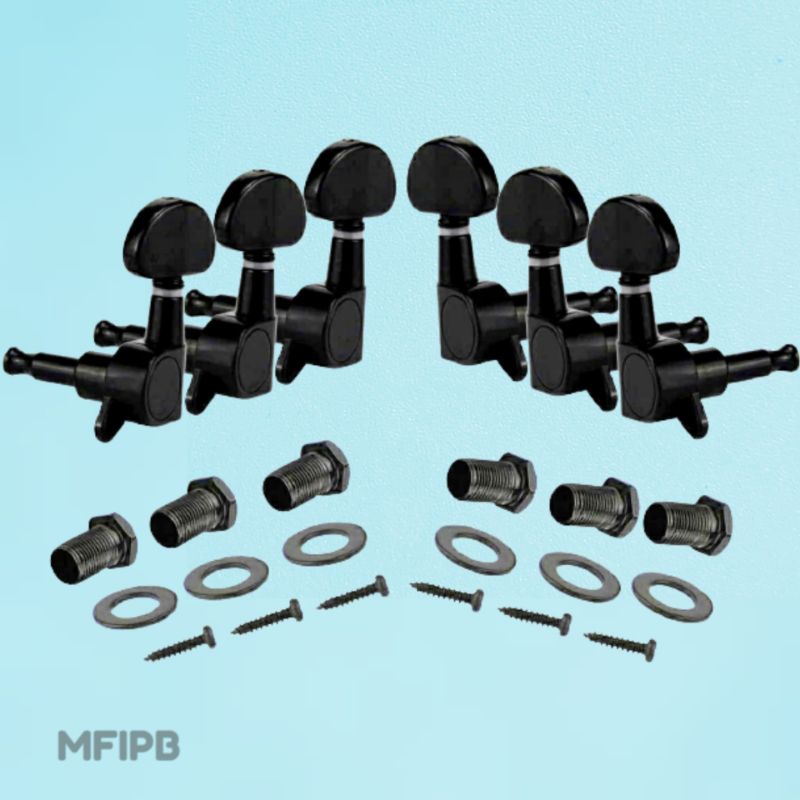 Dryer Gitar Puteran Gitar Tuning Peg Machine Akustik / Elektrik Grover Black (1 Set)