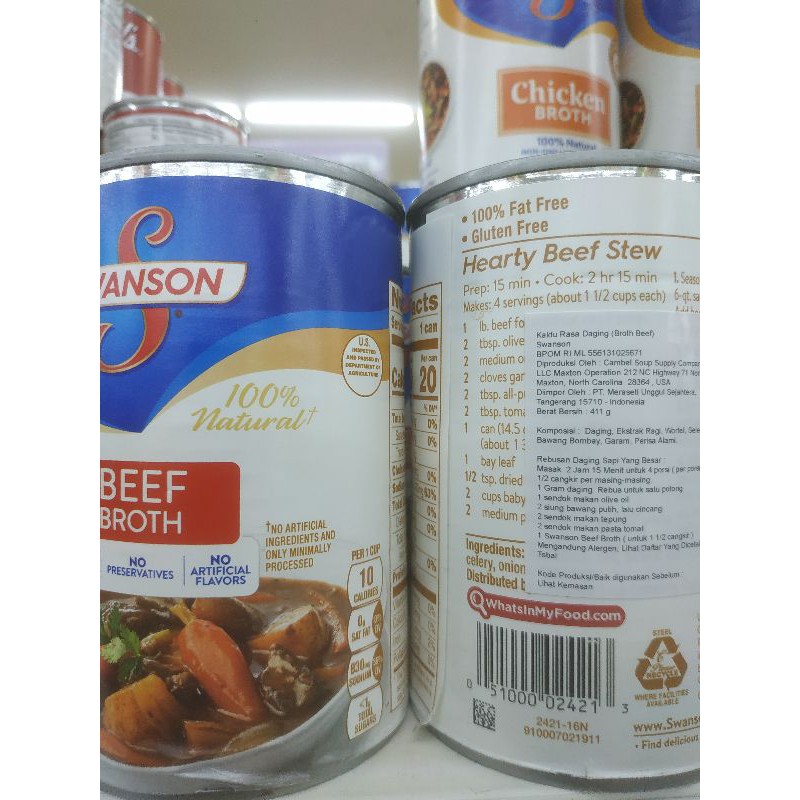 

beef broth swanson non MSG 411gr