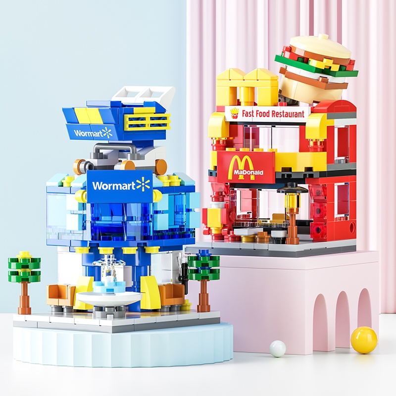 Mainan Blok Seri Toko Burger Model Mainan Edukasi Mainan Bricks Anak Perempuan