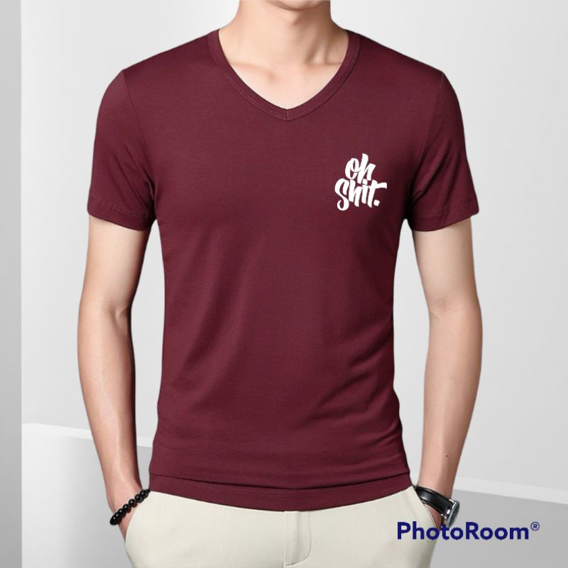 kaos pria lengan pendek kerah V - kaos pria - kaos pria lengan pendek - kaos pria terbaru - kaos dis