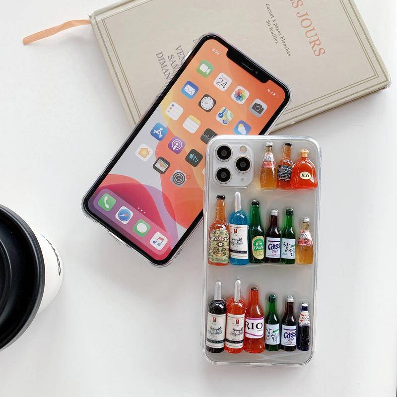 Case Pelindung Desain Botol Wine 3D Untuk iPhone 13 12 11 Pro MAX Mini X XS MAX XR SE 2022 2020 7 8 Plus