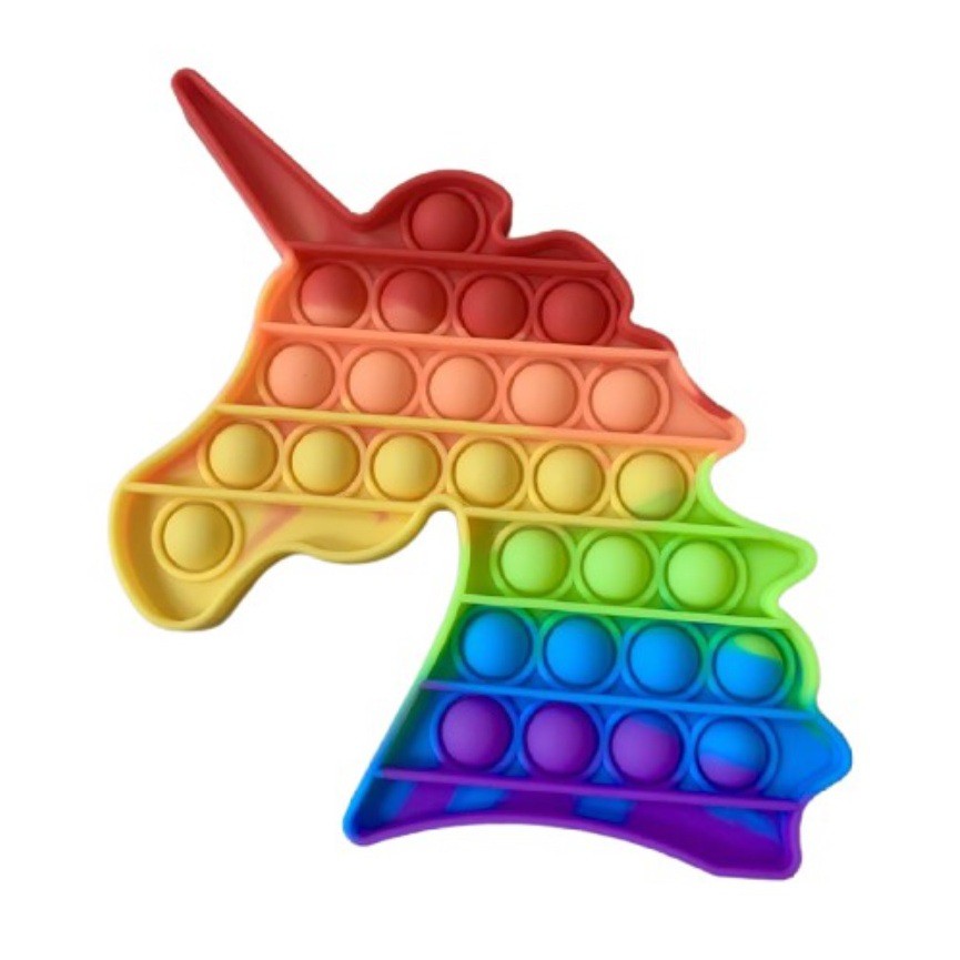 Mainan Pop It Fidget Toys Medium Rainbow BTS / Cetekan Squishy Bubble (KEKINIAN & MENYENANGKAN)-UNICORN RAINBOW