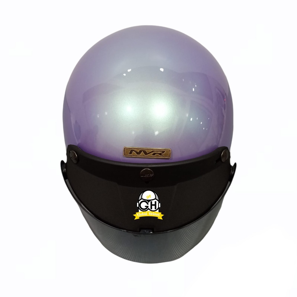 Helm Retro List Chrome Chamelond Ungu Helm Bogo Half Face SNI Free Kaca Flat