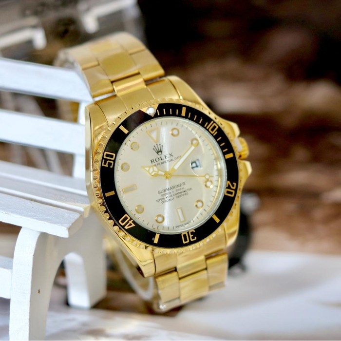 Jam Tangan Pria / Cowok ROLEX DATE SUBMARINE Original GOLD