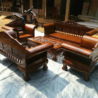 Kursi  Tamu Kayu  Jati  Model Ukir Madura Kaki Macan Tebal    Kursi  Tamu Kayu  Jati  Model Ukir Madura Kaki Macan Tebal