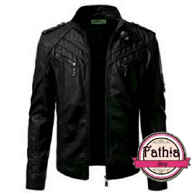 Jaket kulit pria motor touring