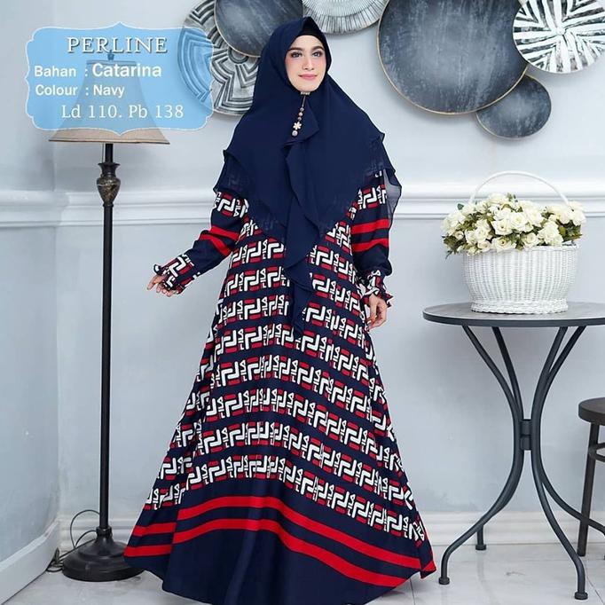 Gamis Syari Jumbo Catarina Perline Top Ld 120Cm - Putih