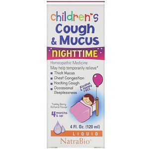 NatraBio Childrens Cough N Mucus NightTime Yummy Berry 120ml