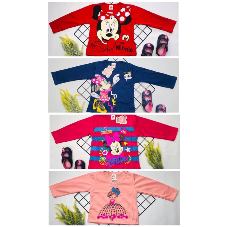 DVL I kaos atasan anak perempuan minnie uk 1-9 tahun / baju kaos anak  tangan panjang part 1