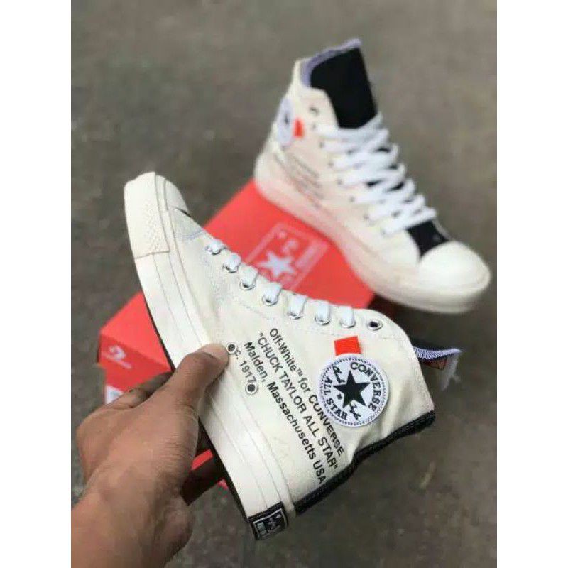 COD Sepatu converse X OFF WHITE High Black and Cream Premium-3