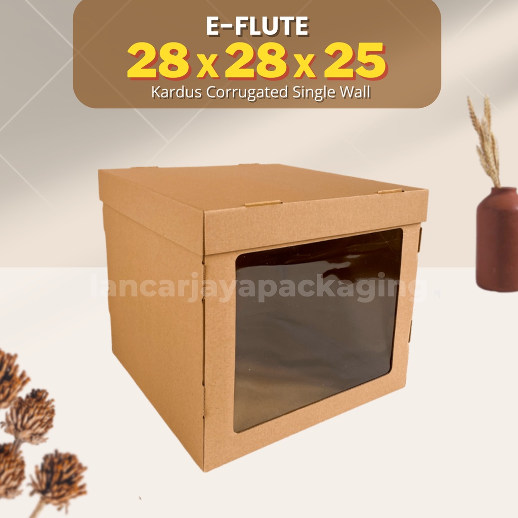 E-FLUTE Box Corrugated Kotak Kue Tart Cake Bucket Hampers Kardus Kemasan 28x28x25 cm