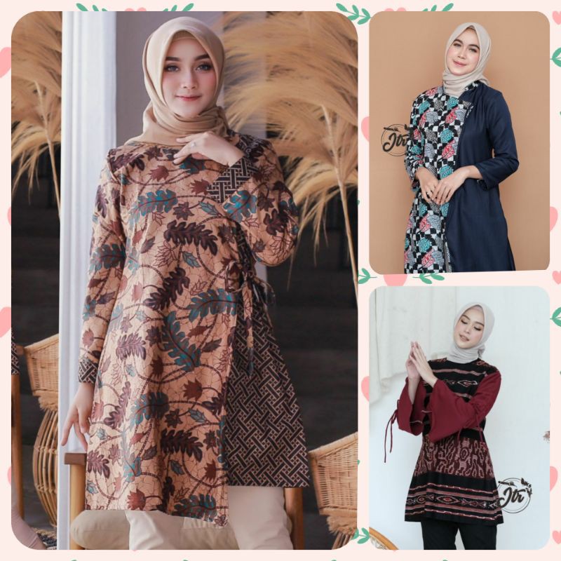 M-L-XL-XXL Batik Tunik wanita ASJ SA HRB026 Kenongo Pekalongan Sogan Tulis