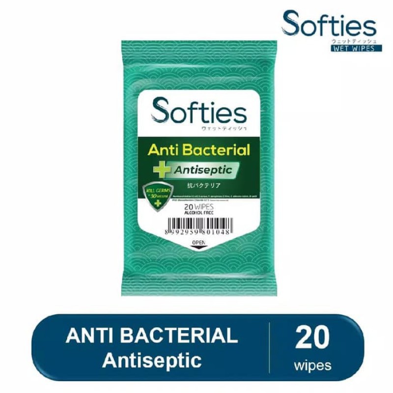 Softies Wipes Tissue Basah Anti Bacterial - 20 Sheet