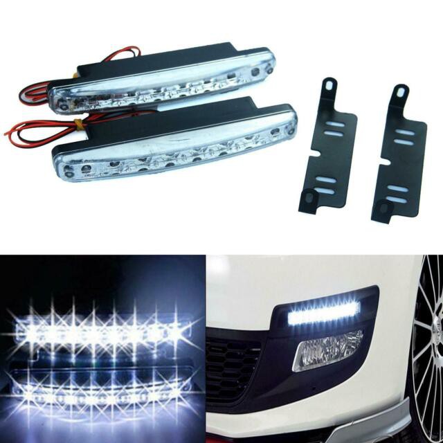 Lampu DRL Car Mobil 8 Mata LED Plat Bracket Dudukan LENGKAP